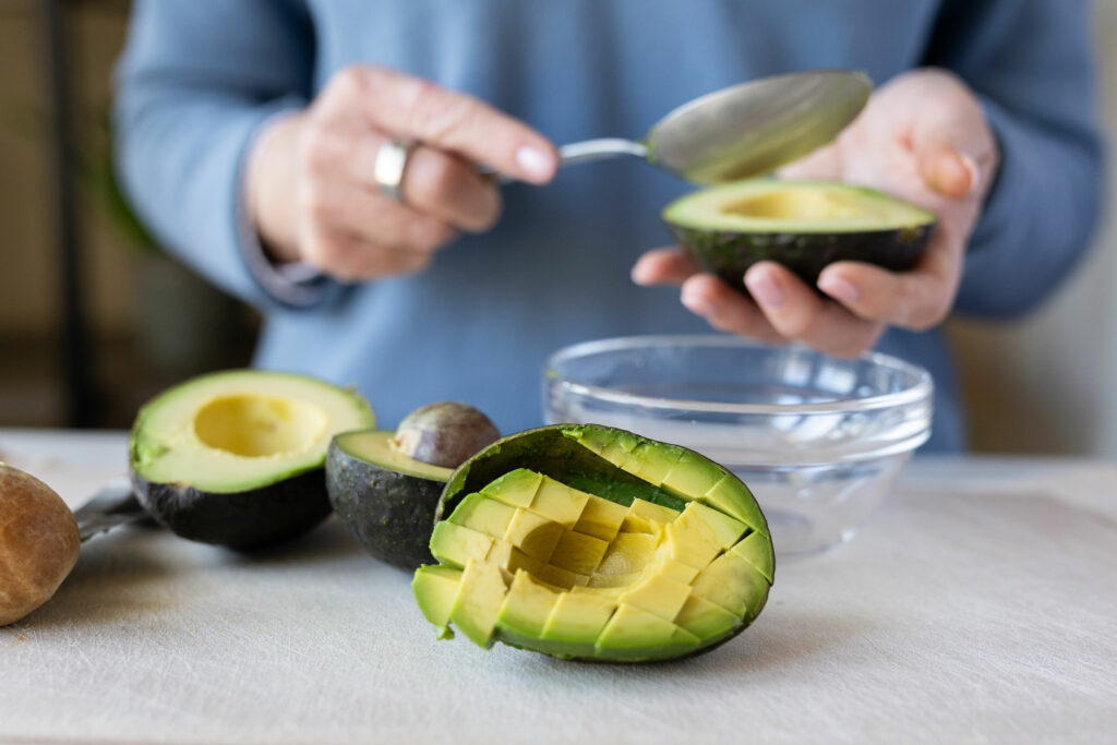 Cutting an avocado