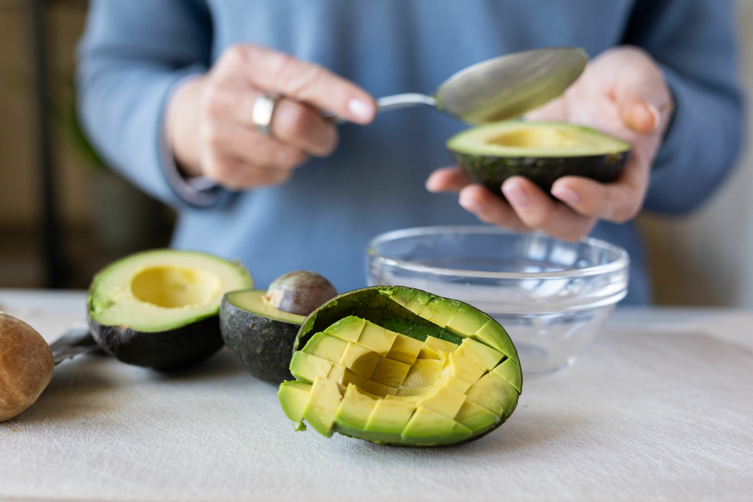 Cutting an avocado